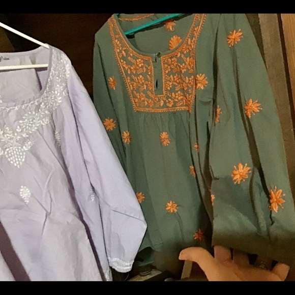 2 Cotton boho pop over tops - Picture 1 of 8